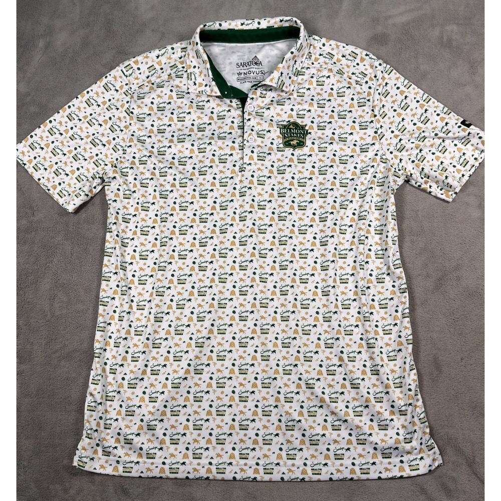 Belmont Stakes 2025 Saratoga Polo Shirt Large Novus Mutuels Uniform Horse Race